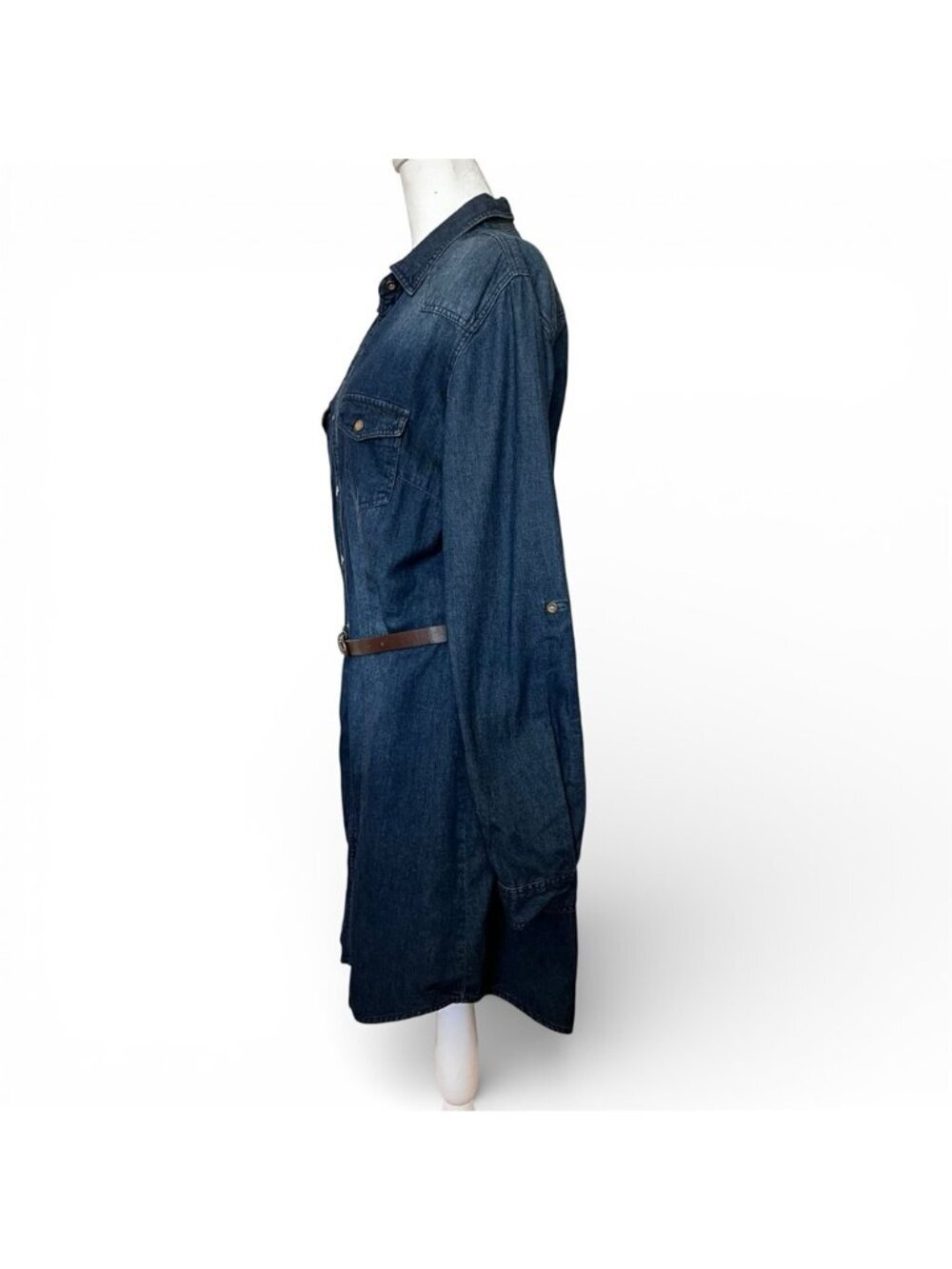 Lovestitch Denim Shirt Dress Belted Boho Western Festival Mini - Picture 3 of 14
